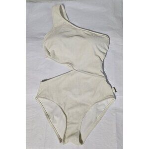Michael Michael Kors Women One Piece Swimsuit Size 10 Ivory One Shoulder Cut Out